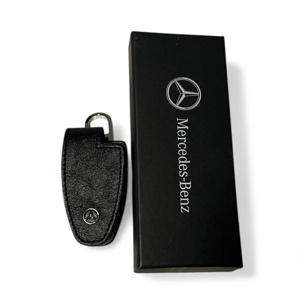 Black Leather Key Holder Mercedes Benz gift keychain stainless steel new